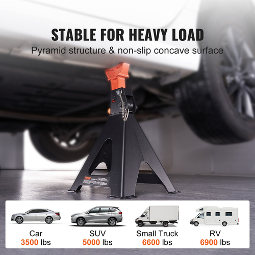 VEVOR Jack Stand, 6 Ton (13.000 lbs) Χωρητικότητα Jack Stand αυτοκινήτου Διπλό κλείδωμα, 14,2 -23 ίντσες ρυθμιζόμενο ύψος, για ανύψωση SUV, Pickup Truck, Αυτοκίνητο και UTV/ATV, Κόκκινο, 1 Pair