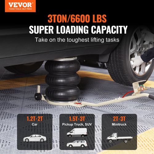 VEVOR Triple Bag Air Jack 3 Ton/6600 lbs Πνευματικός γρύλος για ανύψωση SUV αυτοκινήτου