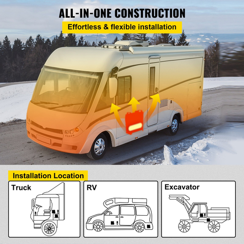 VEVOR Diesel Air Heater, 5KW Parking Heater, All in One 12V Truck Heater, Τέσσερις οπές εξόδου, με διακόπτη LCD, Τηλεχειριστήριο, Γρήγορη Θέρμανση Diesel Heater, For RV Truck, Boat, Bus, Trailer Car, Caravans