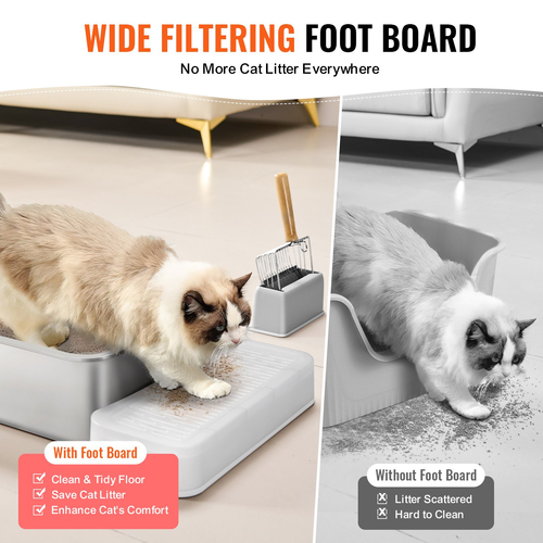 VEVOR 6 σε Deep Litter Box Κουτί απορριμάτων χωρίς οσμή με σανίδα ποδιών φιλτραρίσματος