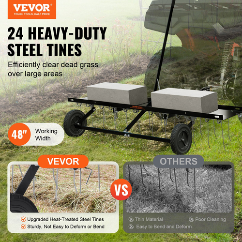 VEVOR Tow Behind Dethatcher 48&quot; Lan Dethatcher Rake για ATV ή Mower 24 Tines