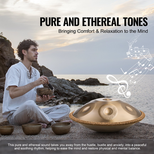 VEVOR Handpan Drum 22 in 9 Notes D Minor Steel Drum Hand with Mallets for Adult