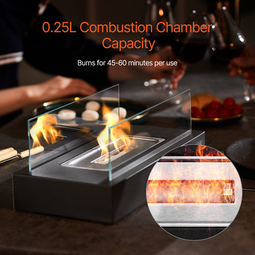 VEVOR Επιτραπέζιο Fire Pit 14 ιντσών Μεταλλικό Τζάκι Εσωτερικός Εξωτερικός χώρος με Γυαλί