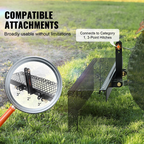 VEVOR Tow Behind Landscape Rake 60&quot; Lan Dethatcher Rake με 21 ατσάλινα δόντια
