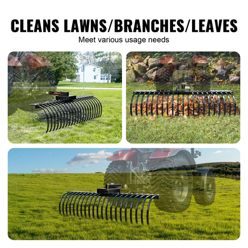 VEVOR Tow Behind Landscape Rake 60&quot; Lan Dethatcher Rake με 21 ατσάλινα δόντια