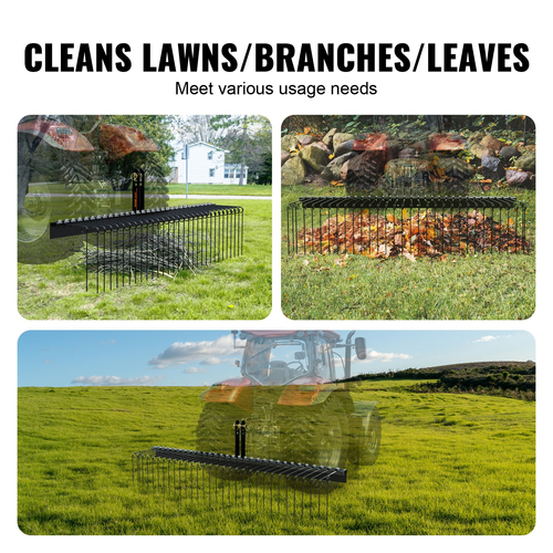 VEVOR Tow Behind Landscape Rake 72&quot; Lan Dethatcher Rake με 32 ατσάλινα δόντια