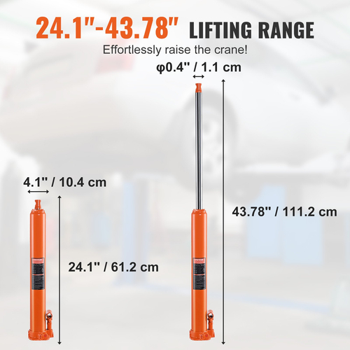 VEVOR Hydraulic Long Ram Jack, κύλινδρος ανύψωσης κινητήρα 4 τόνων με μονοέμβολη αντλία και επίπεδη βάση, υδραυλικός κύλινδρος εμβόλου για ανυψωτικά μηχανών ανύψωσης, υδραυλικοί γερανοί γκαράζ/καταστημάτων, μηχανικοί, αγροκτήματος