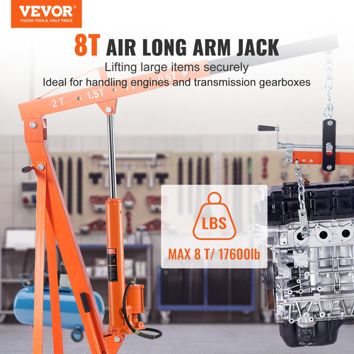VEVOR Hydraulic Long Ram Jack, κύλινδρος ανύψωσης κινητήρα 8 τόνων με αντλία αέρα και μονοπίστονη αντλία, υδραυλικός κύλινδρος εμβόλου Βάση Clevis για ανυψωτικά μηχανών ανύψωσης, γερανοί γκαράζ/καταστήματος, μηχανικοί, αγρόκτημα