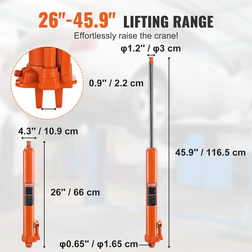 VEVOR Hydraulic Long Ram Jack, κύλινδρος ανύψωσης κινητήρα 8 τόννων με μονοέμβολη αντλία και βάση Clevis, υδραυλικός κύλινδρος εμβόλου για ανυψωτικά μηχανών ανύψωσης, υδραυλικοί γερανοί γκαράζ/καταστημάτων, μηχανικοί, αγρόκτημα
