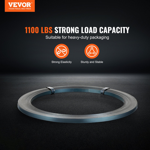 VEVOR Packaging Steel Strapping Roll 1/2&quot; x 0,016&quot; x 330&#039; Banding Strap 1100 lbs