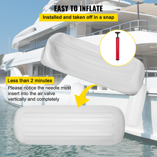 VEVOR 4 NEW Φτερά σκάφους με ραβδώσεις 10&quot; x 28&quot; Κεντρικοί προφυλακτήρες οπών Προστασία πρόσδεσης