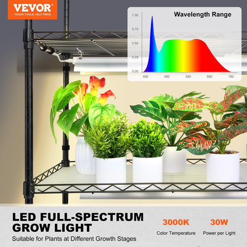 Βάση φυτών VEVOR με φώτα ανάπτυξης 4 επιπέδων 180W 59,1&quot; Ψηλό ράφι ανάπτυξης φυτών