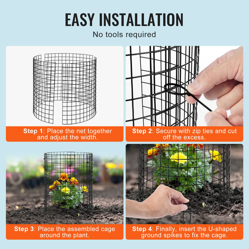 VEVOR 6 Pack Plant Protector from Animals 12,6&#039;&#039; Διάμετρος. x 14&#039;&#039; H Μεταλλικό Κλουβί φυτών