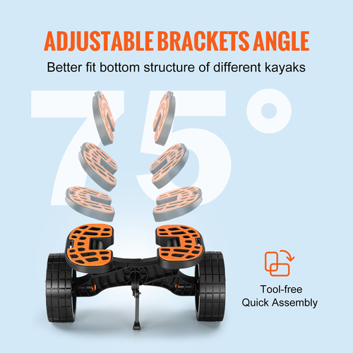 Καρότσι καγιάκ VEVOR Heavy Duty, χωρητικότητα φόρτωσης 320 λίβρες, Αποσπώμενο καροτσάκι κανόε με μασίφ ελαστικά 10&#039;&#039;, ρυθμιζόμενα στηρίγματα &amp; αντιολισθητικό πόδι στήριξης, για καγιάκ Canoes Paddleboards Float Mats Jon Boats