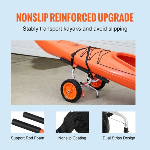 Καρότσι καγιάκ VEVOR Heavy Duty, χωρητικότητα φόρτωσης 450 λίβρες, Αποσπώμενο καρότσι κανόε τρόλεϊ με ελαστικά 12&#039;&#039;, ρυθμιζόμενο πλάτος και αντιολισθητικό πόδι στήριξης, για καγιάκ Canoes Paddleboards Float Mats Jon Boats