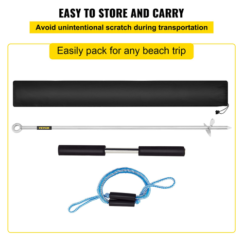 VEVOR Sand Anchor, μήκους 36\&quot; τρυπάνι μέχρι την παραλία και Sandbar, 316 ανοξείδωτη άγκυρα με βίδα με αφαιρούμενη λαβή, γραμμή Bungee &amp; τσάντα μεταφοράς, για τζετ σκι PWC Pontoon Kayak