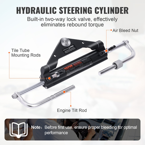VEVOR Hydraulic Outboard Steering Kit, 150HP, Marine Boat Hydraulic Steering System, με κύλινδρο αμφίδρομης κλειδαριάς αντλίας τιμόνι και υδραυλικό σωλήνα διεύθυνσης 24 ποδιών, για μονοκινητήρια σκάφη μονού σταθμού