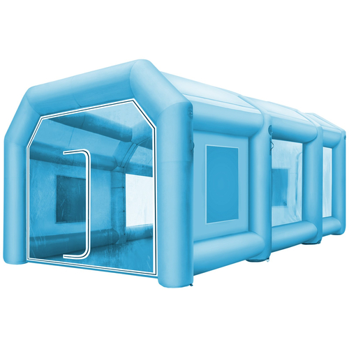 Φουσκωτή σκηνή VEVOR 26x13x10Ft Φουσκωτός Θάλαμος Σπρέυ Προσαρμοσμένη Σκηνή Φουσκωτό Θάλαμο Βαφής Σκηνή Θάλαμος Βαφής Αυτοκινήτου Giant Workstation 210D Oxford Fabric With 2 Blowers