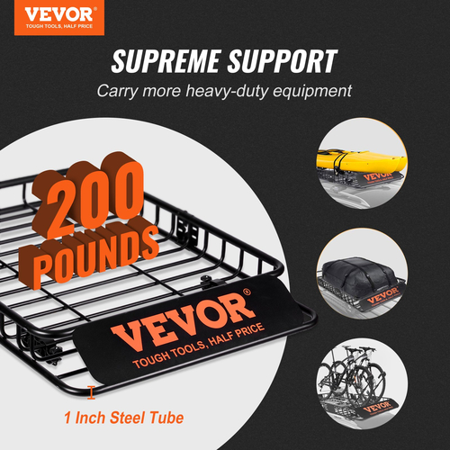 Καλάθι φορτίου VEVOR Roof Rack, 117,5 x 91,5 x 11,4 cm Μεταφορέας φορτίου στον τελευταίο όροφο, βαρέως τύπου 90,7 kg Χωρητικότητα Universal Roof Rack Basket, Βάση αποσκευών για SUV, Truck, Vehicle