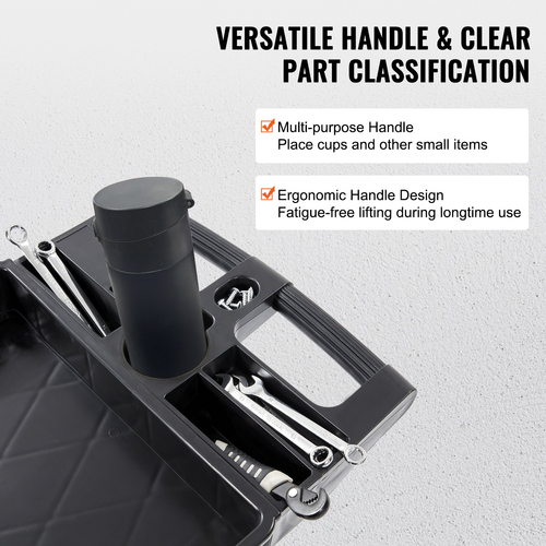 VEVOR Utility Service Cart, 2 Shelf 550LBS Heavy Duty Plastic Rolling Utility Cart με περιστρεφόμενους τροχούς 360°, ράφι μεσαίου χείλους, εργονομική λαβή αποθήκευσης για αποθήκη/Γκαράζ/Καθαρισμό/Γραφείο
