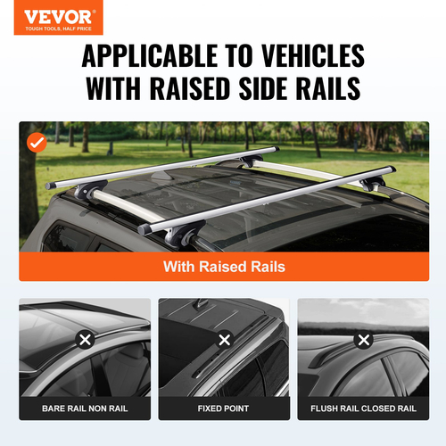 VEVOR Universal Roof Rack Crossbar 47,2&quot; μήκους για όχημα με υπερυψωμένη πλαϊνή ράγα