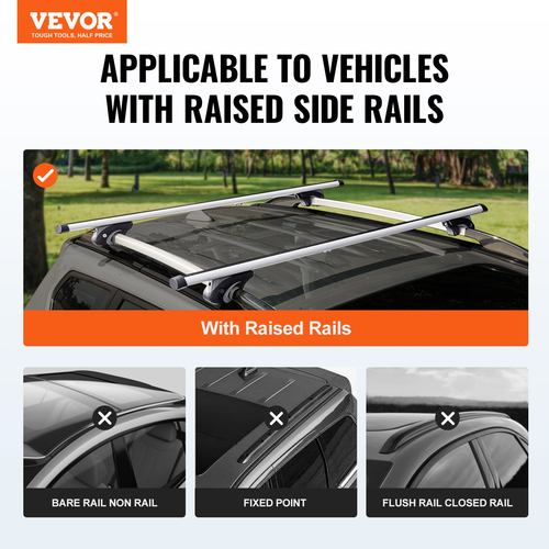 VEVOR Universal Roof Rack Crossbar 48,4&quot; μήκους για όχημα με υπερυψωμένη πλαϊνή ράγα