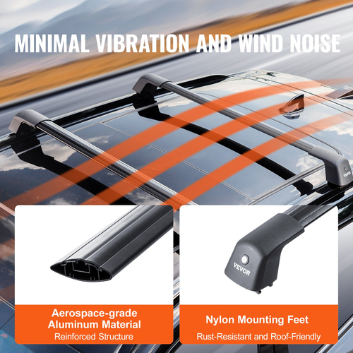 VEVOR Universal Roof Rack Crossbar Max 53,5&quot; Ταιριάζει σε αυλακωτές πλαϊνές ράγες χωρίς διάκενο