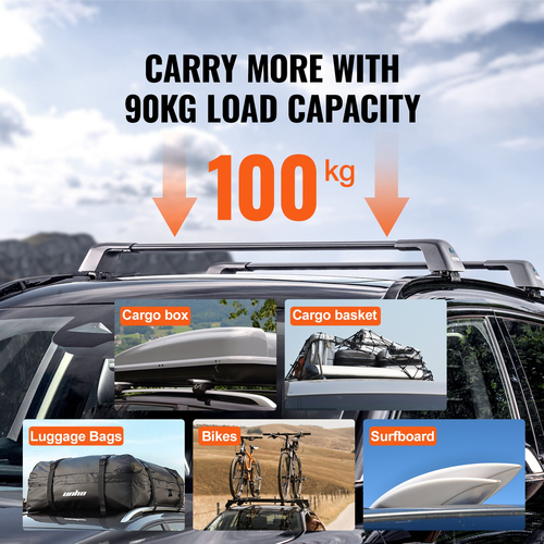 VEVOR Universal Roof Rack Crossbar Max 53,5&quot; Ταιριάζει σε αυλακωτές πλαϊνές ράγες χωρίς διάκενο
