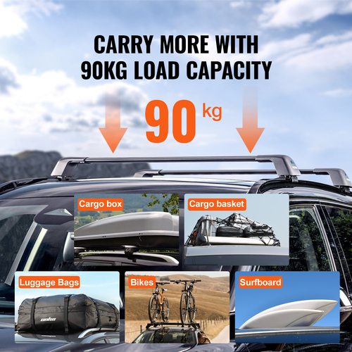 VEVOR Universal Roof Rack Crossbar Max 47,6&quot; Ταιριάζει σε αυλακωτές πλαϊνές ράγες χωρίς διάκενο