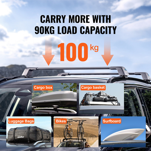 VEVOR Universal Roof Rack Crossbar Max 48,4&quot; Ταιριάζει σε αυλακωτές πλαϊνές ράγες χωρίς διάκενο