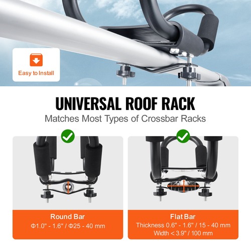 VEVOR Kayak Roof Rack 2 Pairs J-Bar, Soft Roof Rack, Top Mount Tie Down, Carrier for kayak, Surf Board, Canoe, SUP, Ski Board, Mount on Car, SUV, Truck, 2 Kayak