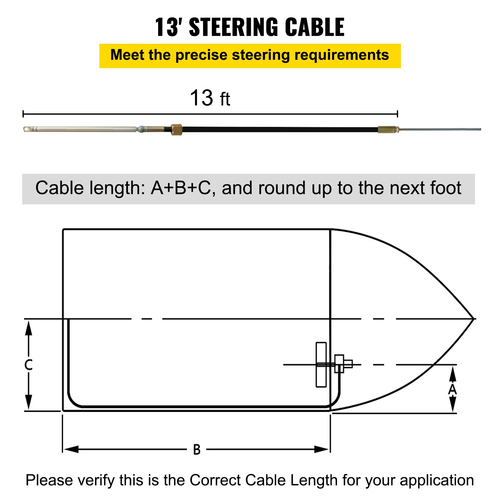 VEVOR Outboard Steering System 13\&#039; Outboard Rotary Steering System Cable Steering Boat 13 Feet with 13\&quot; Wheel Durable Marine Steering System
