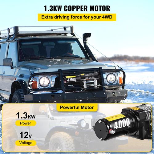 Βαρούλκο VEVOR 12V 4000 lb με ασύρματο τηλεχειριστήριο, ηλεκτρικό βαρούλκο με καλώδιο από ανθεκτικό χάλυβα μήκους 10 m 32,8 ποδιών