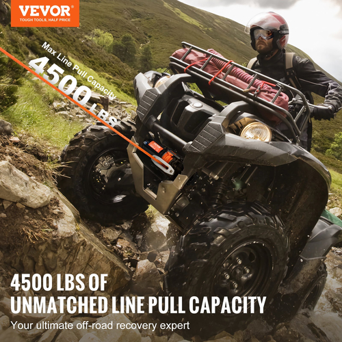 VEVOR Ηλεκτρικό Βαρούλκο ATV UTV 4500 lb Συνθετικό Σχοινί Αδιάβροχο Τηλεχειριστήριο