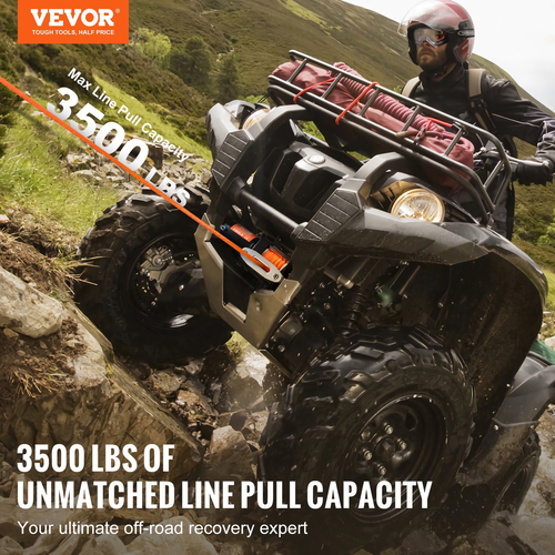 VEVOR Ηλεκτρικό βαρούλκο ATV UTV 3500 lb συνθετικό σχοινί αδιάβροχο ενσύρματο χειριστήριο