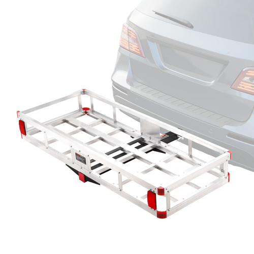 VEVOR 49.4 x 22.4 x 7.1 in Hitch Carrier, 500lbs Loading Capacity Trailer Hitch Mounted Cargo, Αντισκωριακή σχάρα μεταφοράς αποσκευών από αλουμίνιο Ταιριάζει σε δέκτη κοτσαδόρου 2&quot; για SUV Truck Pickup Camping