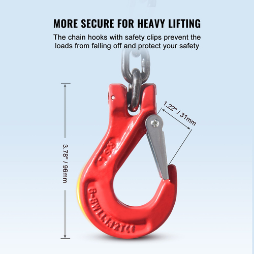 VEVOR 1/4&quot; x 5&#039; Chain Sling 4 Legs G80 Lifting Chain with Grab Hooks 6600 lbs