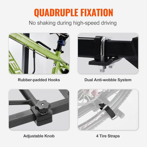 Βάση ποδηλάτου VEVOR Hitch Mount Bike Rack, στυλ πλατφόρμας 2 ποδηλάτων, 160 LBS Max Capacity Bike Rack Hitch για δέκτη 2 ιντσών, τιτλοδοτούμενο και αναδιπλούμενο φορέα ποδηλάτου με ελαστικά πλάτους έως 5&quot;, για αυτοκίνητο, SUV, φορτηγό, RV, Ορθογώνια διασύνδεση