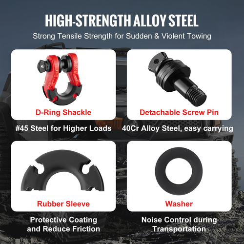 VEVOR 2 Pack 3/4&quot; D Ring Shackle with 7/8&quot; Screw pin 66139 lbs Strength break