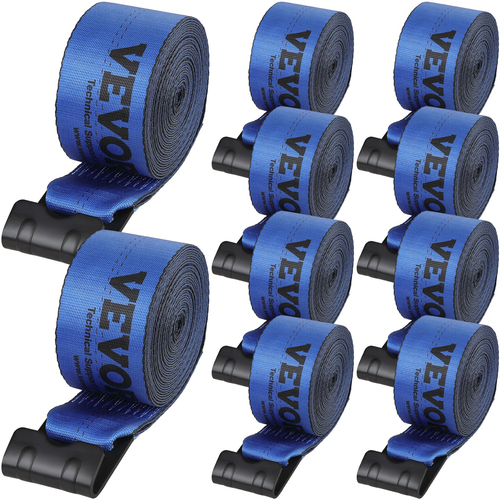 Ιμάντες βαρούλκου VEVOR, 4&quot; x 30&#039;, χωρητικότητα φόρτωσης 6000 λίβρες, αντοχή σε θραύση 18000 λίβρες, ιμάντες φορτηγού με επίπεδο άγκιστρο, έλεγχος φορτίου με δέσιμο σε επίπεδο κρεβάτι για ρυμουλκούμενα, αγροκτήματα, διασώσεις, εξοικονόμηση δέντρων, μπλε (10 πακέτο)
