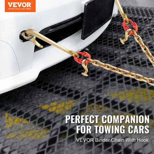 VEVOR 3/8&quot;x2&#039; G80 Tow Chain J Hook V-Chain Bridle Grab &amp; T Hook Wrecker 15600lbs