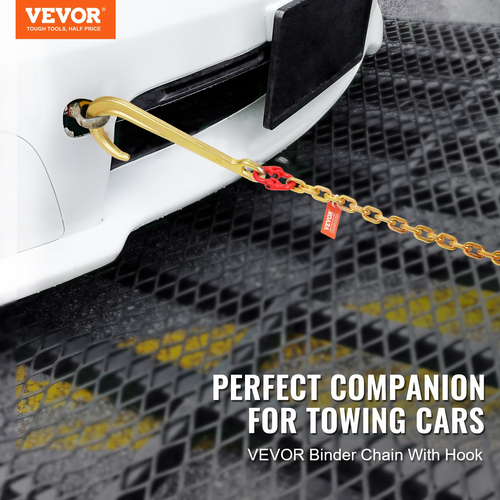 VEVOR 5/16&quot;x6&quot; G80 Tow Chain 15&quot; J Hook Long Shank RTJ &amp; Grab Hooks Wrecker Tie