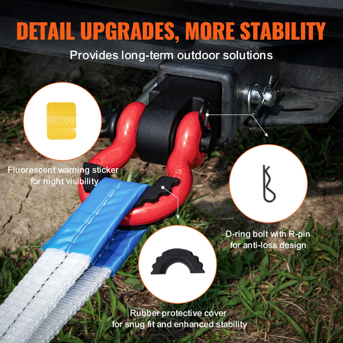 VEVOR 2&quot; Trailer Shackle Hitch Receiver D-Ring Recovery for Truck Jeep 44100 lbs