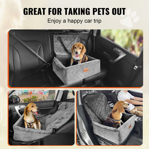 Κάθισμα αυτοκινήτου VEVOR Dog Booster Κάθισμα αυτοκινήτου Κάθισμα κατοικίδιων ζώων για μικρό μεσαίο σκύλο έως 40 λίβρες γκρι