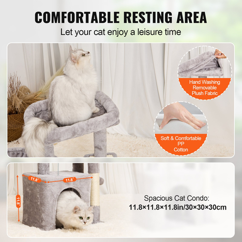 VEVOR Cat Tree 31,4&quot; Cat Tower with Cat Condo Sisal Scratching Post Ανοιχτό γκρι