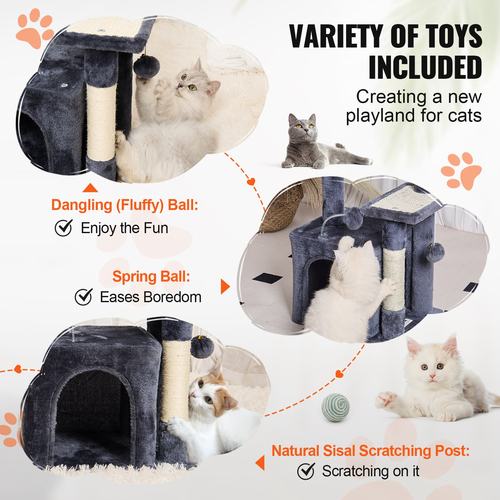 VEVOR Cat Tree 31,4&quot; Cat Tower with Cat Condo Sisal Scratching Post Dark Grey