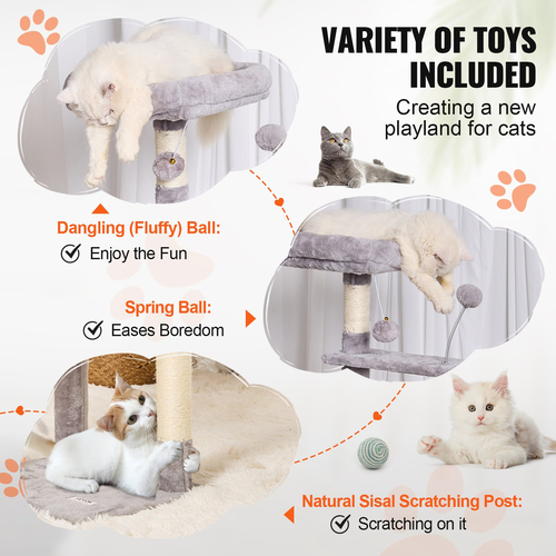 VEVOR Cat Tree 45,2&quot; Cat Tower with Cat Condo Sisal Scratching Post Ανοιχτό γκρι