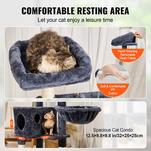 VEVOR Cat Tree 45,2&quot; Cat Tower with Cat Condo Sisal Scratching Post Dark Grey