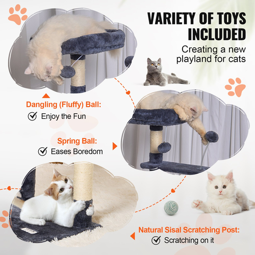 VEVOR Cat Tree 45,2&quot; Cat Tower with Cat Condo Sisal Scratching Post Dark Grey