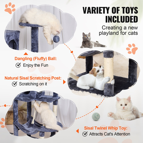 VEVOR Cat Tree 56,2&quot; Cat Tower with Cat Condo Sisal Scratching Post Dark Grey